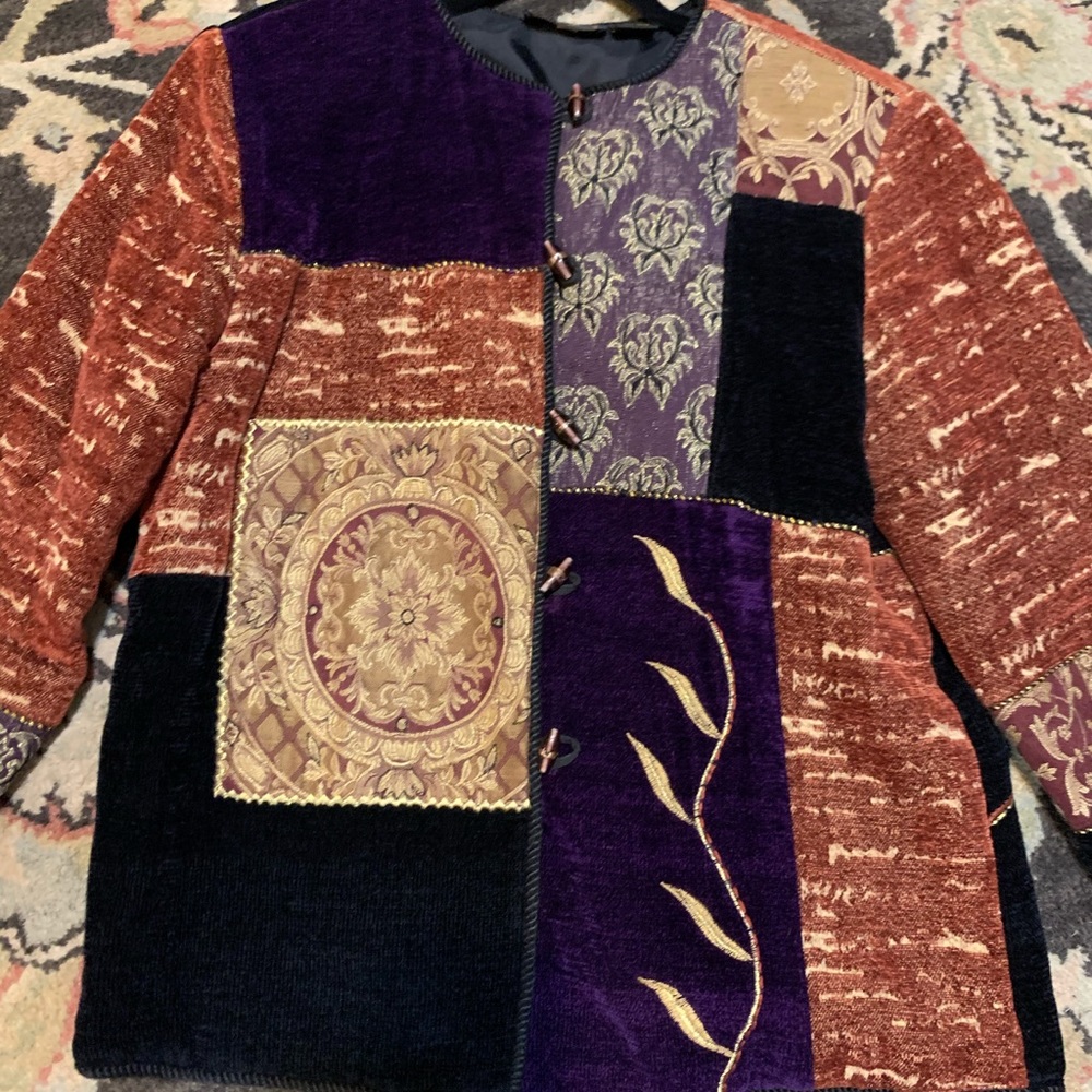 Julia Kim 90s Vintage Jewel Tones Brocade Jacket Shacket - Picture 5 of 15